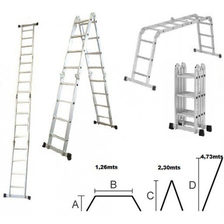 Escalera de aluminio plegable 4.70 mts.