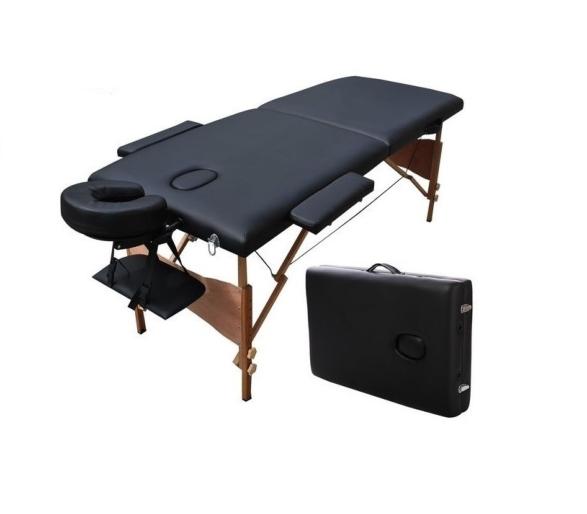 Camilla de masaje plegable de madera 185cmx60cm. Negra