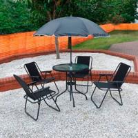 Conjunto con mesa, sillas y sombrilla para jardín terraza o patio
