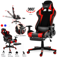 Silla Gaming o Gamer, Silla de Oficina con Reposapiés Telescópico