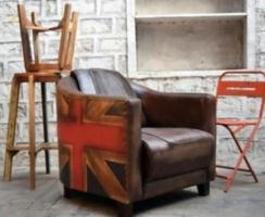 Sillon o sofa Tipo Chesterfield de cuero autentico England