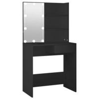 Tocador con LED Negro 74,5x40x141 cm