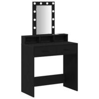 Mesa tocador con luces LED Negro 79x41x140 cm