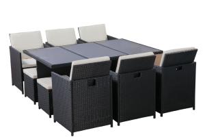 Conjunto Set jardin Comedor 10 Sillas 1 Mesa ratán Emperador