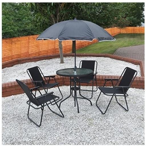 Conjunto con mesa, sillas y sombrilla para jardín terraza o patio