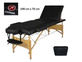 Camilla de masaje plegable de madera 190 cm x 70 cm. Negra