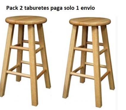 Pack de 2 taburetes altos de Barra, Bar, Cocina de Madera pino