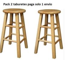 Pack de 2 taburetes altos de Barra, Bar, Cocina de Madera pino