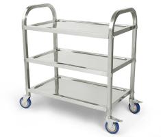 Carro - Trolley catering con ruedas y 3 pisos. Acero inoxidable