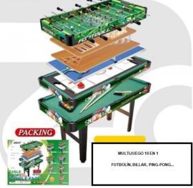 MESA MULTIJUEGO 10 en 1 , futbolín, ajedrez, Billar