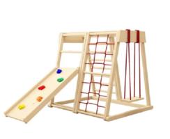 Area de juego Parque infantil madera con columpio, red de escalada