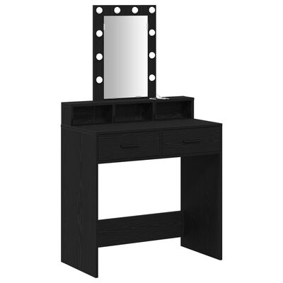 Mesa tocador con luces LED Negro 79x41x140 cm
