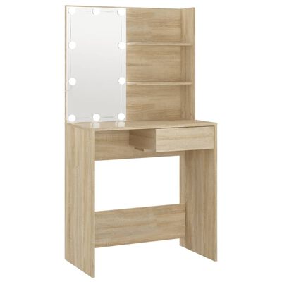 Tocador con LED roble Sonoma 74,5x40x141 cm