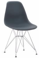 Silla de salón comedor. Silla gris con patas cromadas